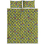 Frog Faces Pattern Print Quilt Bed Set