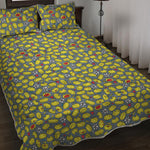 Frog Faces Pattern Print Quilt Bed Set