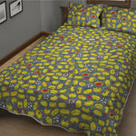 Frog Faces Pattern Print Quilt Bed Set