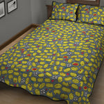 Frog Faces Pattern Print Quilt Bed Set