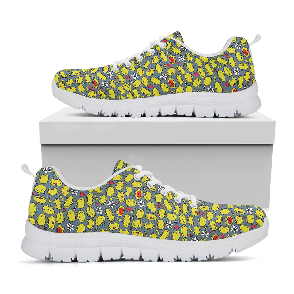 Frog Faces Pattern Print White Sneakers