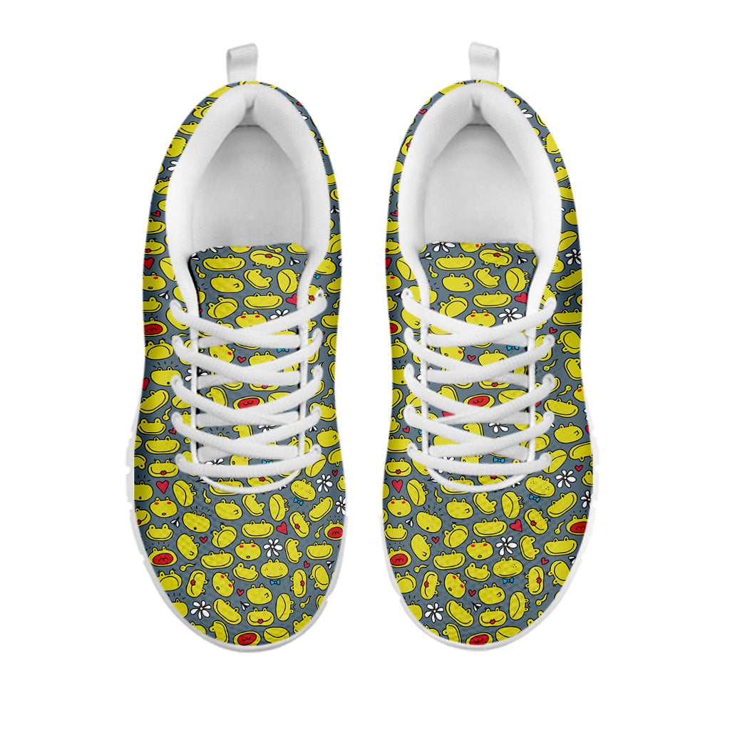 Frog Faces Pattern Print White Sneakers
