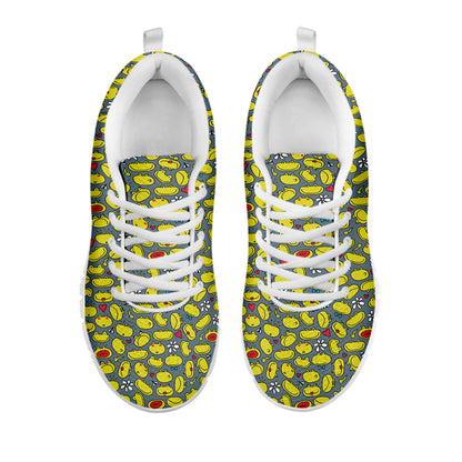 Frog Faces Pattern Print White Sneakers