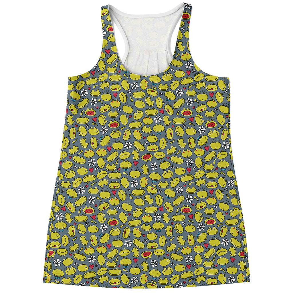 Frog Faces Pattern Print Women's Racerback Tank Top