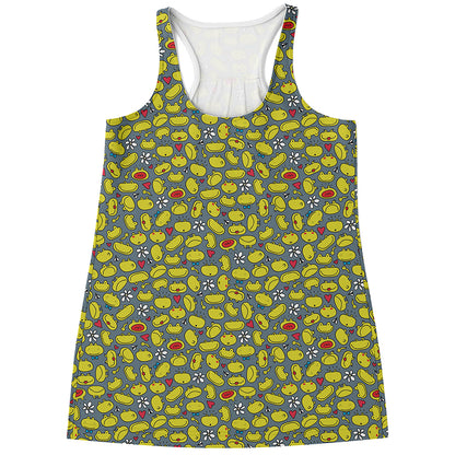 Frog Faces Pattern Print Women's Racerback Tank Top