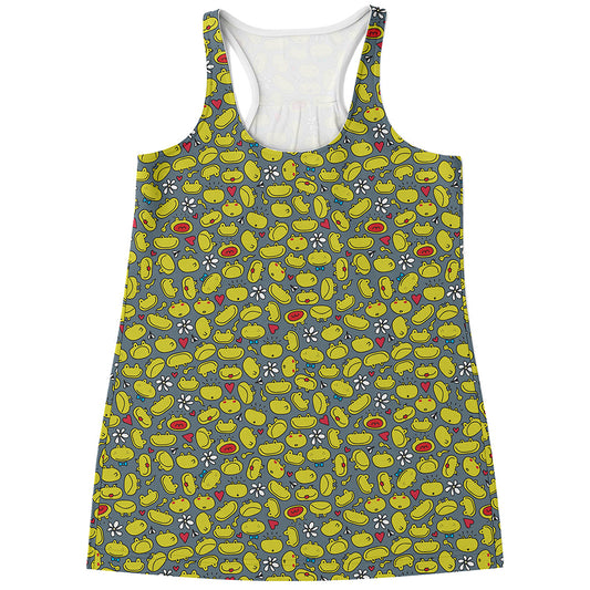Frog Faces Pattern Print Women's Racerback Tank Top