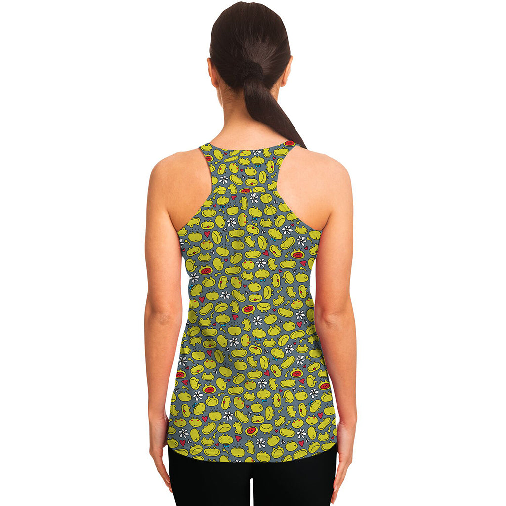 Frog Faces Pattern Print Women's Racerback Tank Top