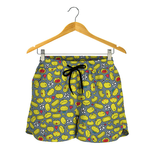Frog Faces Pattern Print Women's Shorts