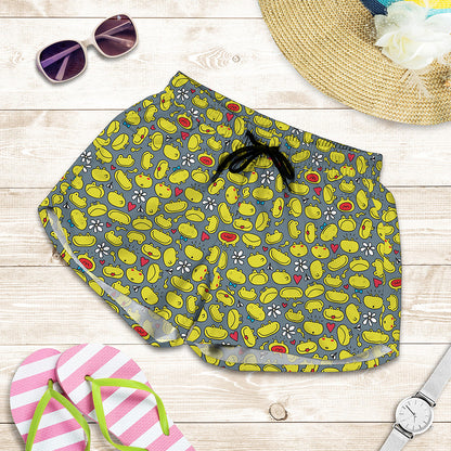 Frog Faces Pattern Print Women's Shorts