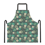 Frogs And Water Lilies Pattern Print Apron