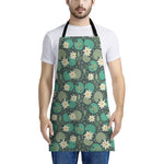 Frogs And Water Lilies Pattern Print Apron