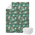 Frogs And Water Lilies Pattern Print Blanket