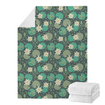 Frogs And Water Lilies Pattern Print Blanket