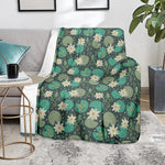 Frogs And Water Lilies Pattern Print Blanket