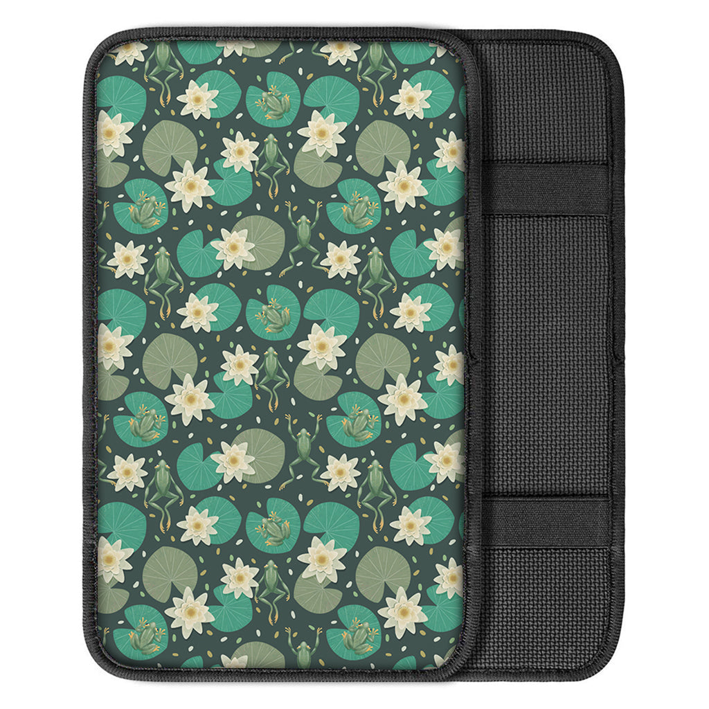 Frogs And Water Lilies Pattern Print Car Center Console Cover