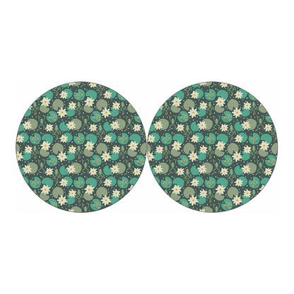 Frogs And Water Lilies Pattern Print Car Coasters