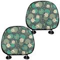 Frogs And Water Lilies Pattern Print Car Headrest Covers
