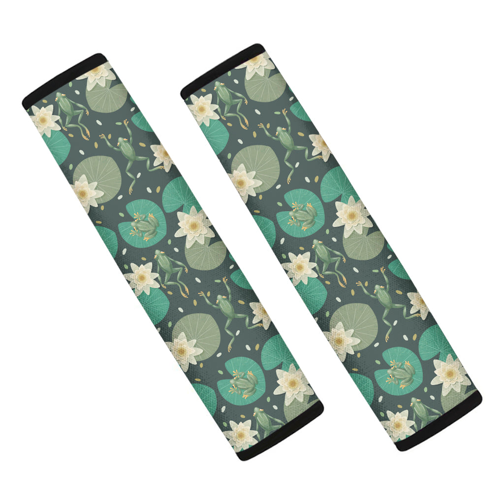 Frogs And Water Lilies Pattern Print Car Seat Belt Covers