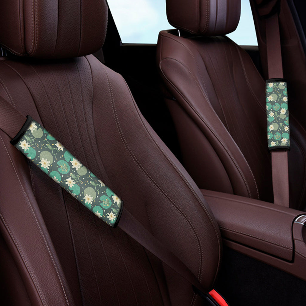 Frogs And Water Lilies Pattern Print Car Seat Belt Covers