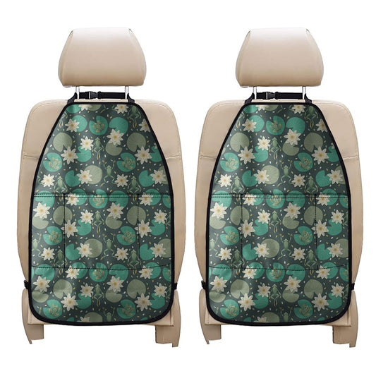 Frogs And Water Lilies Pattern Print Car Seat Organizers