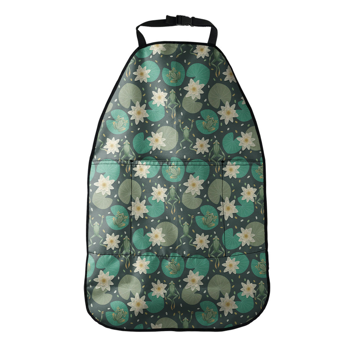 Frogs And Water Lilies Pattern Print Car Seat Organizers