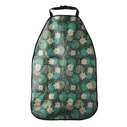 Frogs And Water Lilies Pattern Print Car Seat Organizers