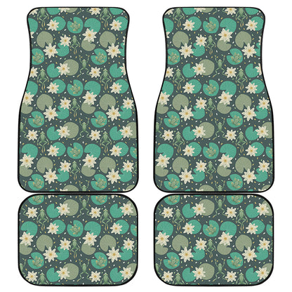 Frogs And Water Lilies Pattern Print Front and Back Car Floor Mats
