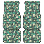 Frogs And Water Lilies Pattern Print Front and Back Car Floor Mats