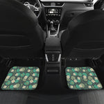 Frogs And Water Lilies Pattern Print Front and Back Car Floor Mats