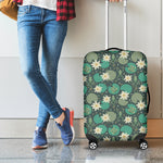 Frogs And Water Lilies Pattern Print Luggage Cover