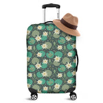 Frogs And Water Lilies Pattern Print Luggage Cover