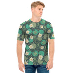 Frogs And Water Lilies Pattern Print Men's T-Shirt