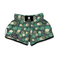 Frogs And Water Lilies Pattern Print Muay Thai Boxing Shorts