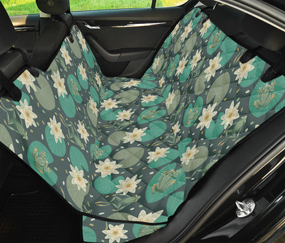 Frogs And Water Lilies Pattern Print Pet Car Back Seat Cover