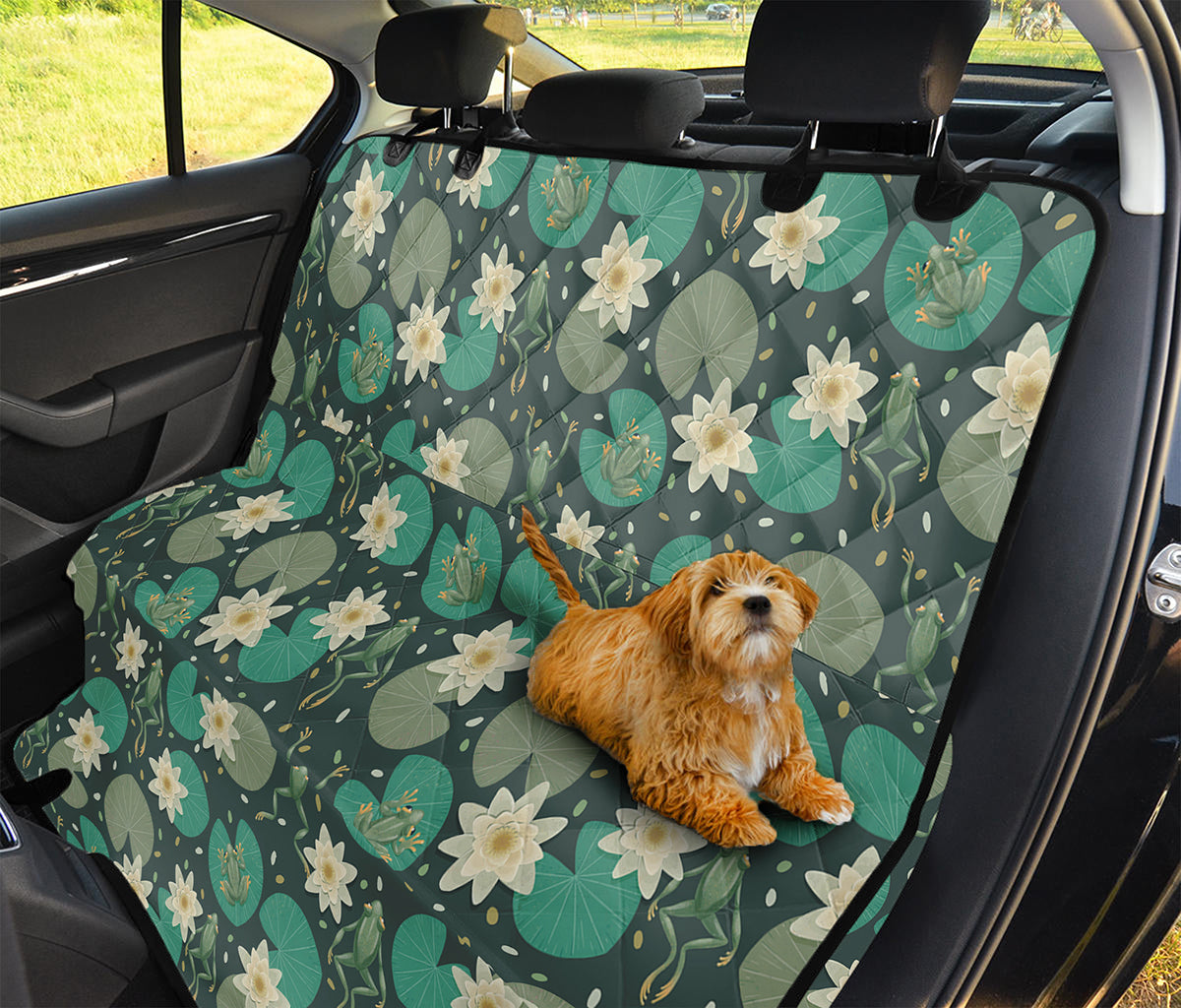 Frogs And Water Lilies Pattern Print Pet Car Back Seat Cover