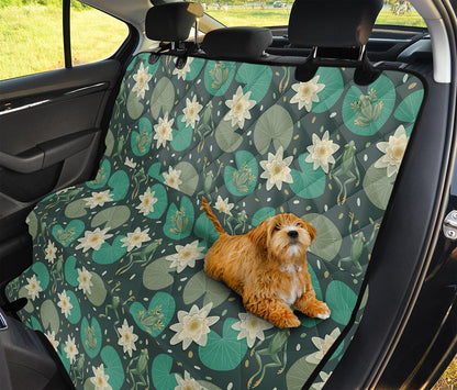 Frogs And Water Lilies Pattern Print Pet Car Back Seat Cover