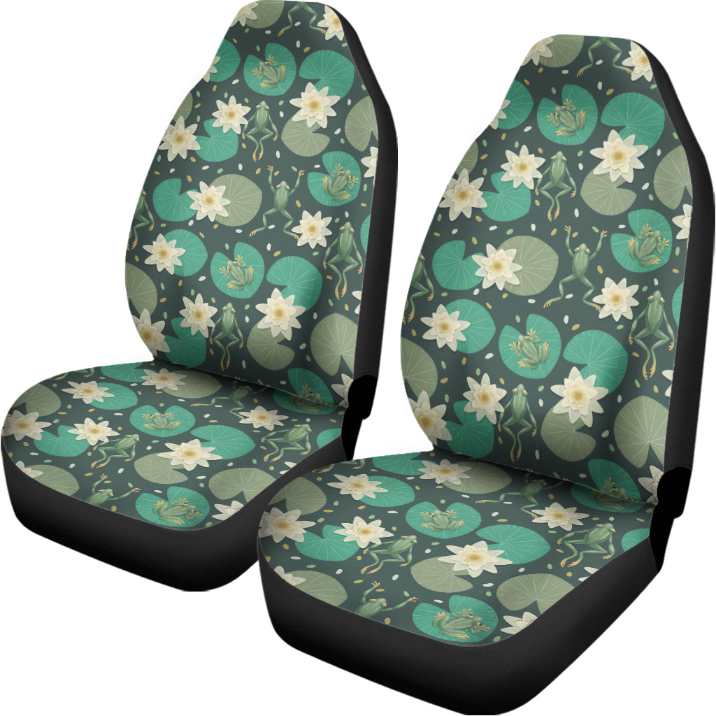 Frogs And Water Lilies Pattern Print Universal Fit Car Seat Covers