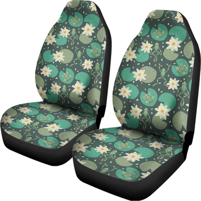 Frogs And Water Lilies Pattern Print Universal Fit Car Seat Covers