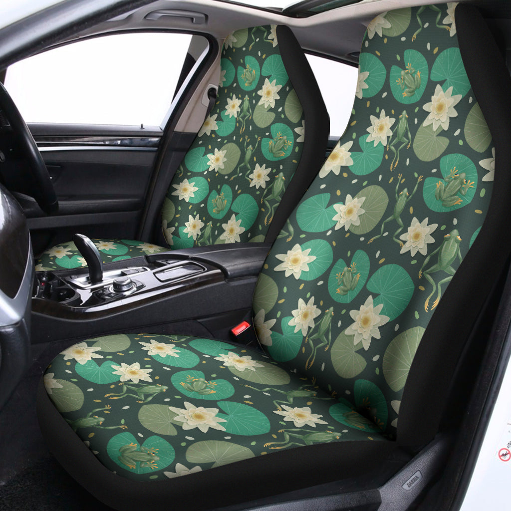 Frogs And Water Lilies Pattern Print Universal Fit Car Seat Covers