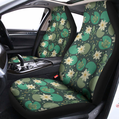 Frogs And Water Lilies Pattern Print Universal Fit Car Seat Covers