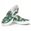 Frogs And Water Lilies Pattern Print White Slip On Sneakers