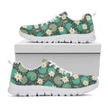 Frogs And Water Lilies Pattern Print White Running Shoes