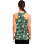 Frogs And Water Lilies Pattern Print Women's Racerback Tank Top