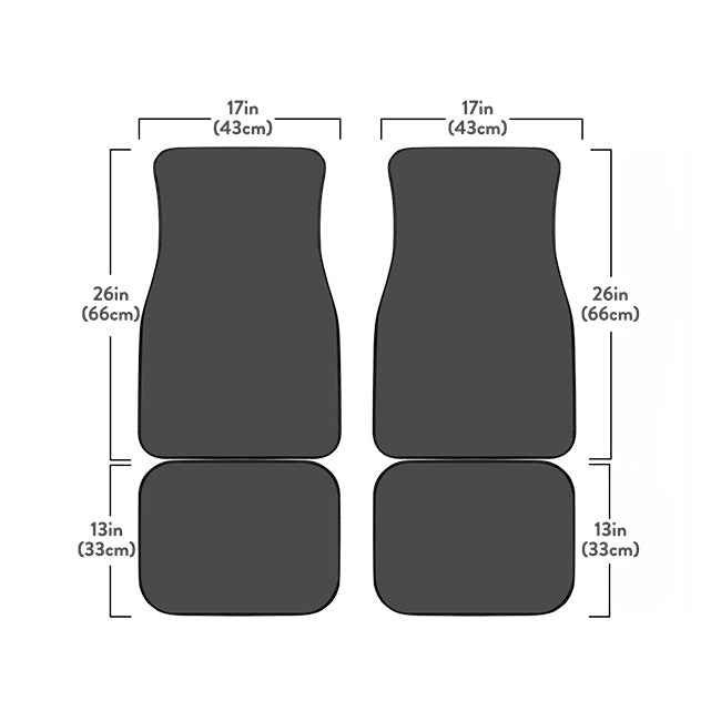 Monochrome Plumeria Pattern Print Front and Back Car Floor Mats