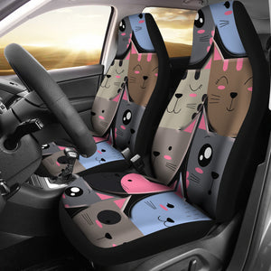 Kawaii Cat Faces Universal Fit Car Seat Covers