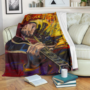 Guitar Player Painting Blanket