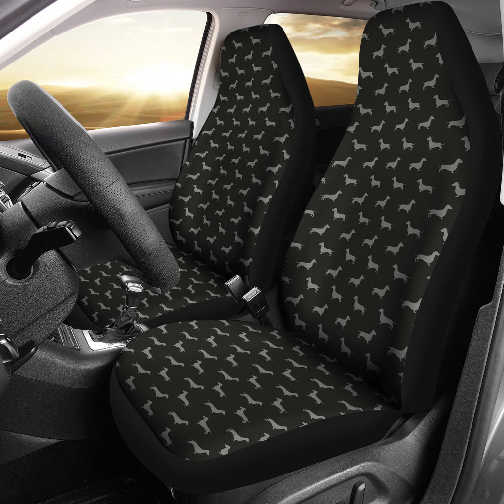 Black Dachshund Pattern Universal Fit Car Seat Covers