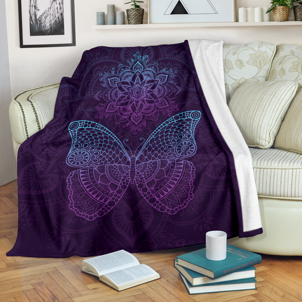 Purple Butterfly Mandala Blanket