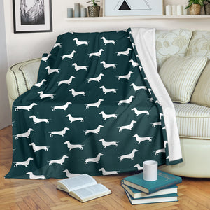 Green Dachshund Pattern Blanket