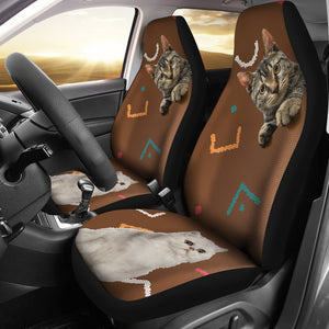 Grey And White Cats Universal Fit Car Seat Covers